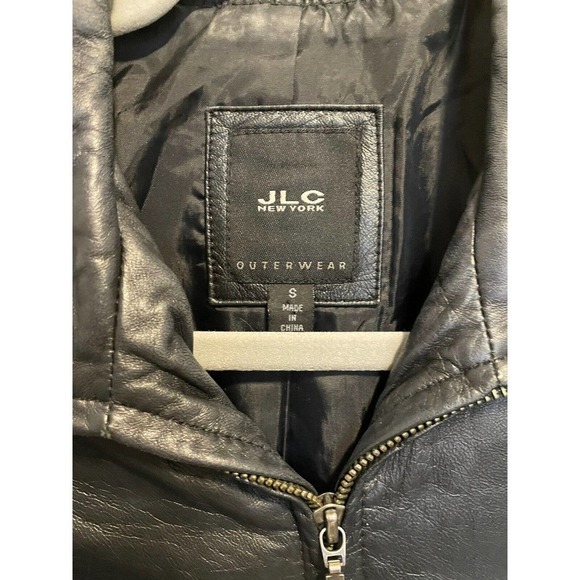 JLC New York  Leather Jacket FULL ZIP UP Size S Black Soft Pockets - Picture 5 of 15
